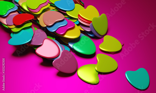 Beautiful background with hearts, Happy Valentine's Day! 3d illustration, 3d rendering.