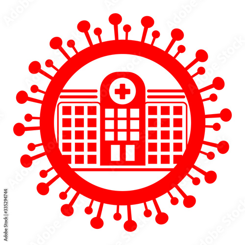 isolated vector image of a hospital. treatment for coronavirus. quarantine, epidemic, pandemic. stylized flat icon, emblem, symbol. fighting the disease, treating the virus.