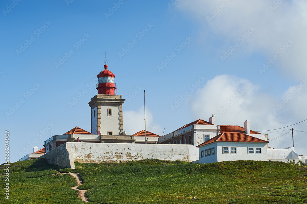 Lighthouse. Portugal. West Atlantic coast of Algarve region. Portugal landscape.