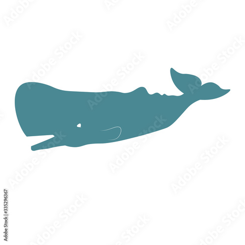 Vector cute cartoon blue whale isolated on white background. Vector illustration EPS.10