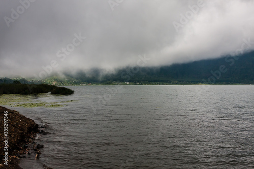 Low cloudiness over Lake Batur (Danau Batur), Bali, Indonesia