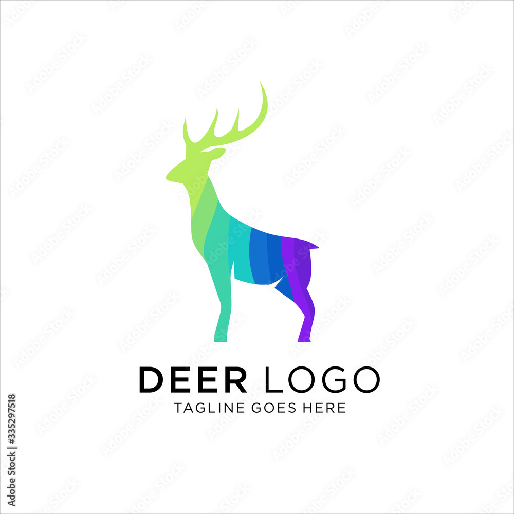 Gradient colorful deer logo template, with a white background for your company, the deer logo inspires logo design ideas Gradient colorful deer logo template, with a white background for your company, the deer logo inspires logo design ideas
