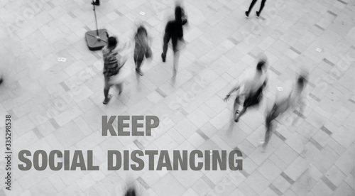 people walking with blur motion with word 