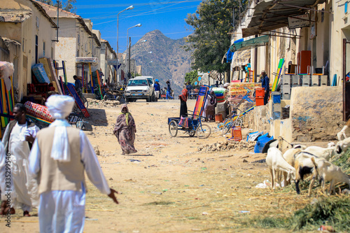 Keren, Eritrea - November 03, 2019: Local People on the Keren animal Market photo