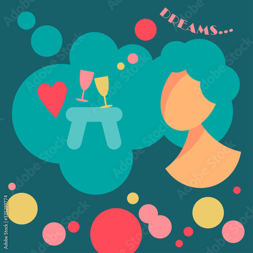 I dream sitting at home. I want to go outside! Vector illustration for web design or print.