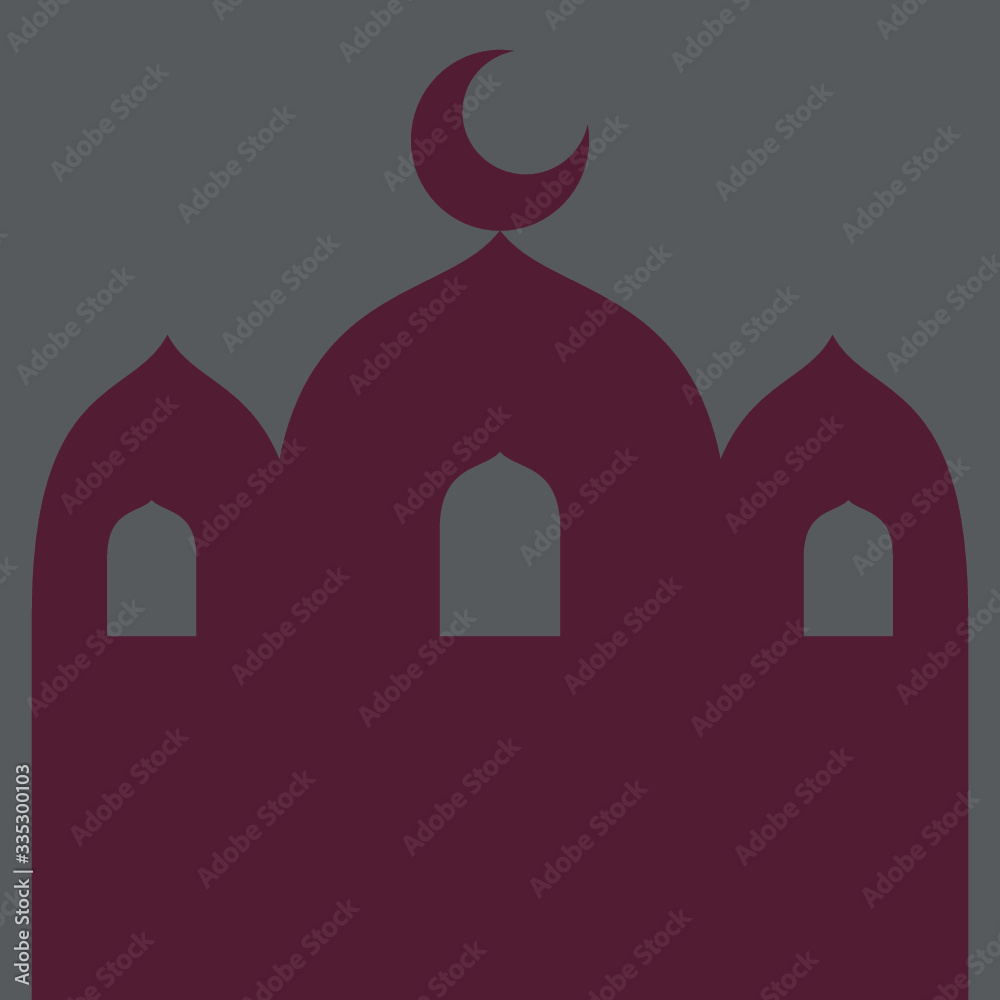 Ramadhan Kareem for Moslem Holy Month Fasting with Crescent and Mosque Architecture Ramadhan Kareem for Moslem Holy Month Fasting with Crescent and Mosque Architecture