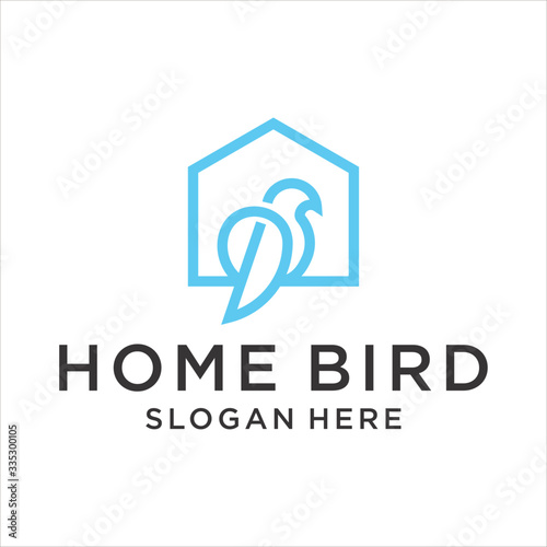 Home bird logo style kine art, mono line design vector