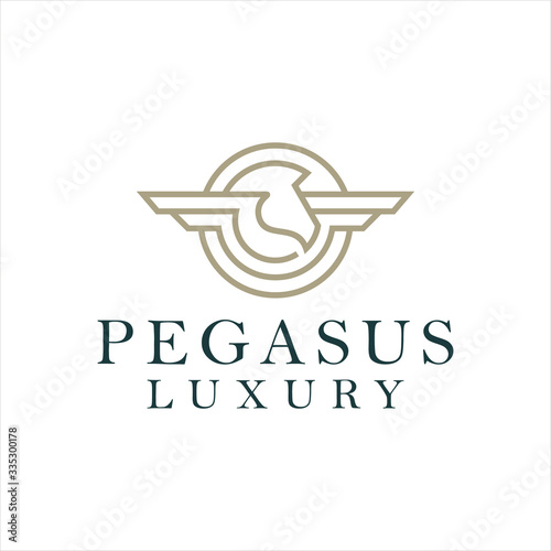 pegasus horse logo style line art, monoline,symbol creative graphic design
