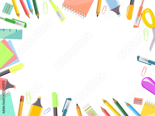 Frame of office items, stationery set