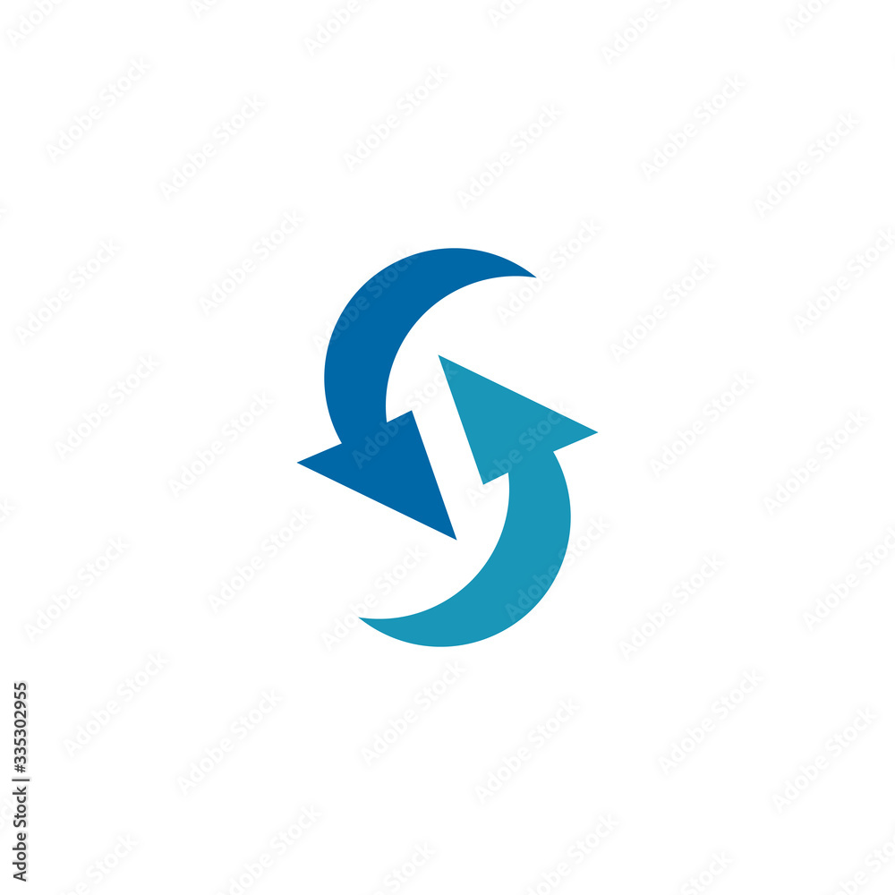 S letter initial icon logo design incorporated with arrow sign
