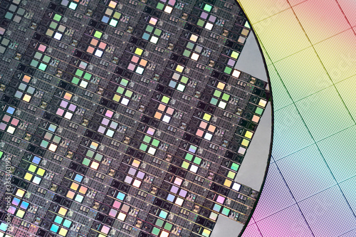 Macro of silicon semiconductor wafer. photo