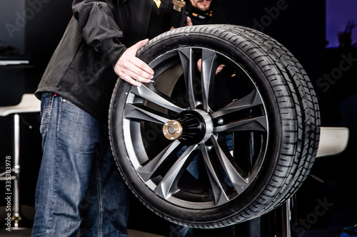 Workshop repair tire sport car photo