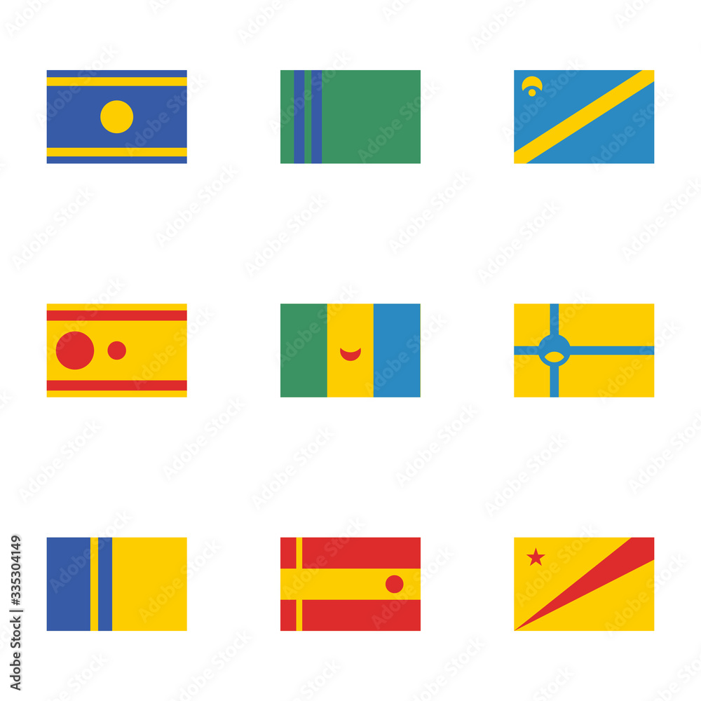 Set of fictional flags. World fantasy flags for fiction. Unrealistic ...