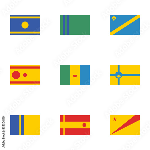Set of fictional flags. World fantasy flags for fiction. Unrealistic made up flags.