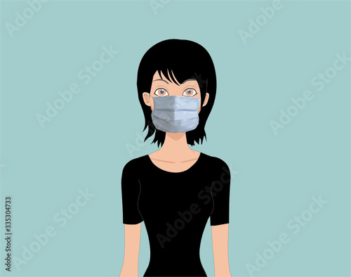 Portrait of young woman wearing face medical  mask 