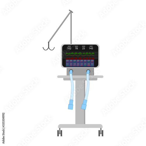 The device for artificial ventilation of the lungs. CPAP. A mobile breathing station. Sleeping apnea. Isolated vector EPS10.