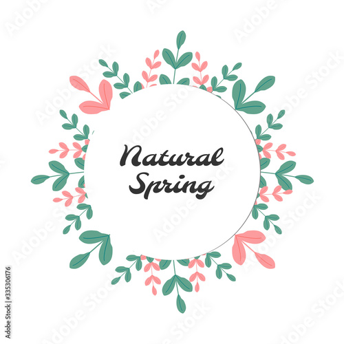 Spring banner for decoration. Spring banner in vector. Spring colors, green and pink. © chotikan