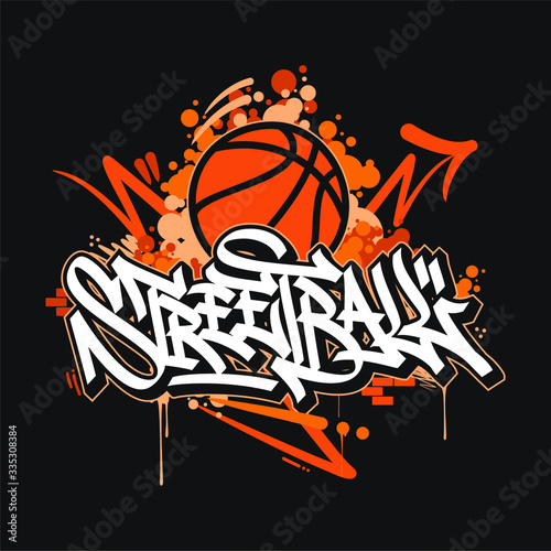 Hand Sketched Streetball Vector Typograhpy As Logotype, Badge and Icon, Postcard, Card, Invitation, Flyer, Banner Template.