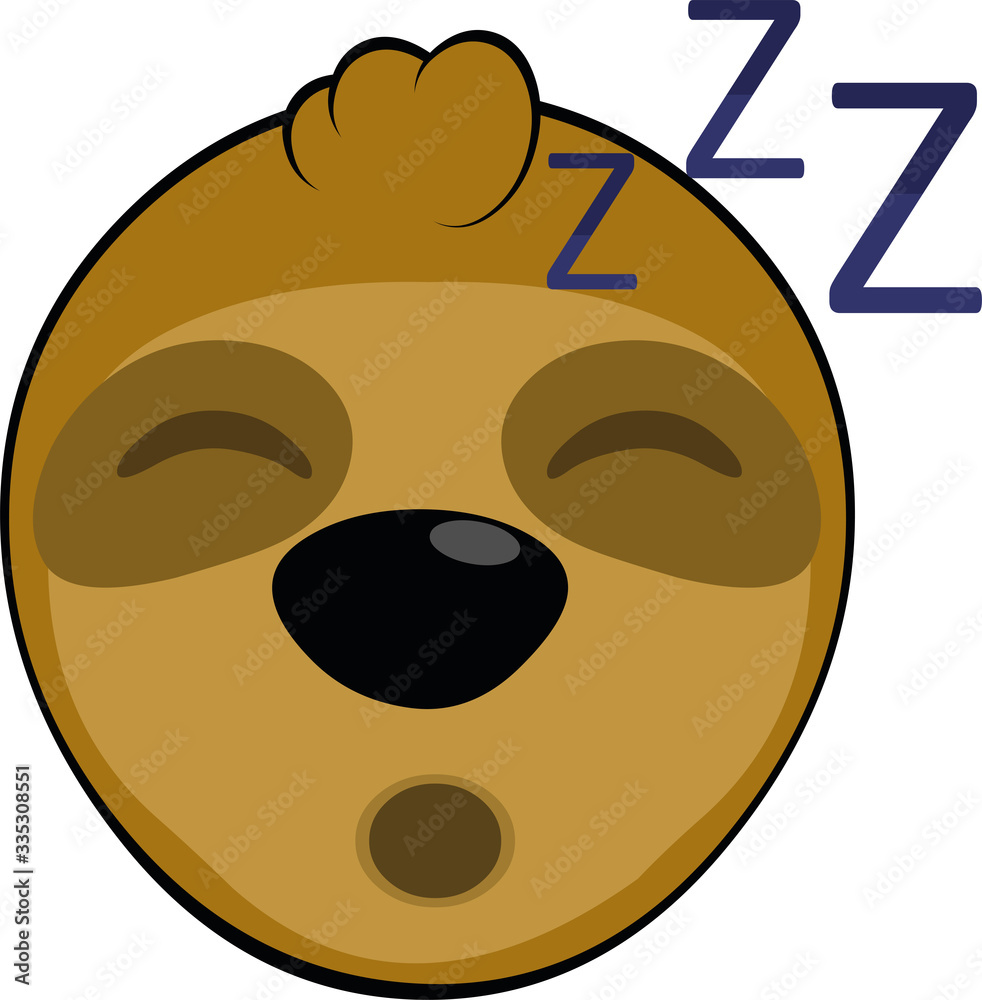Fototapeta premium Vector illustration of the face of a sleeping sloth