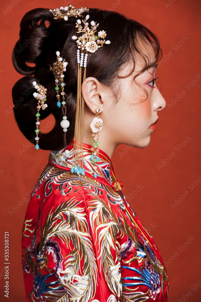Young Asian women in vintage clothes