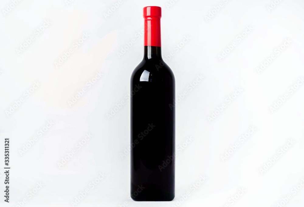 bottle of red wine on a white background, isolate