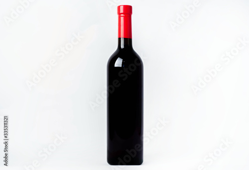 bottle of red wine on a white background, isolate