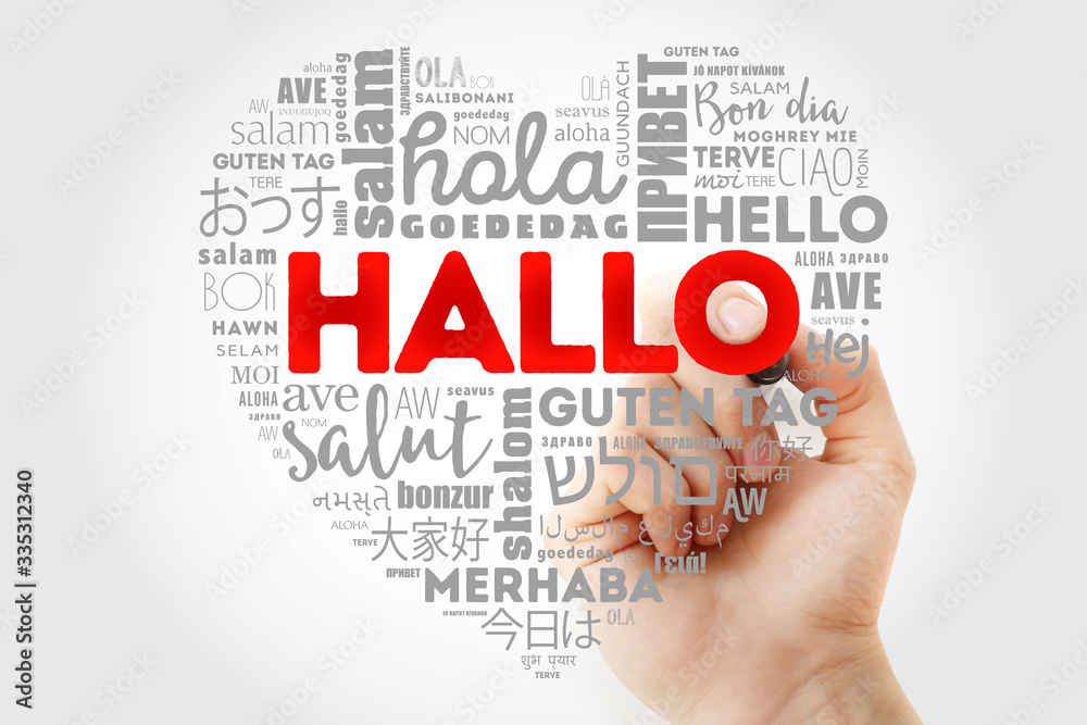 Hallo (Hello Greeting in German) word cloud, concept background Hallo (Hello Greeting in German) word cloud, concept background