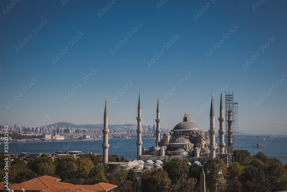 Turkey, the city of Istanbul, in the pictures one of the mosques of the city, outside.