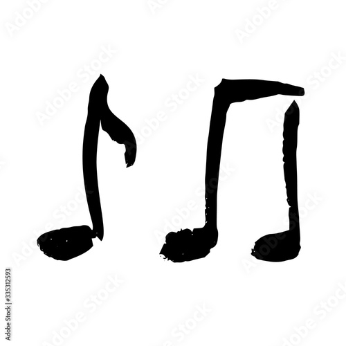 Black grunge hand drawn musical notes
