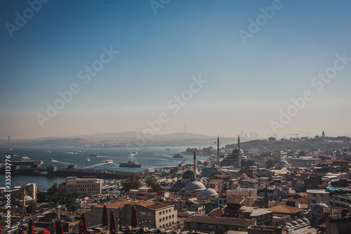 Photography Turkey, Istanbul city, Bering Strait top view of the city.