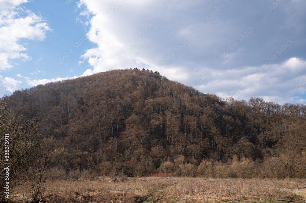 Autumn mountain scenery in sunny day