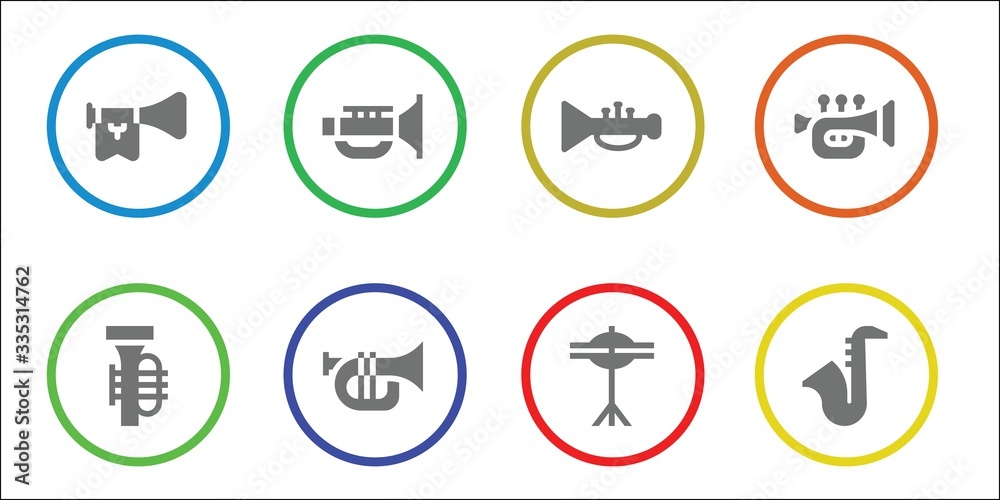 Fototapeta premium Modern Simple Set of saxophone Vector filled Icons