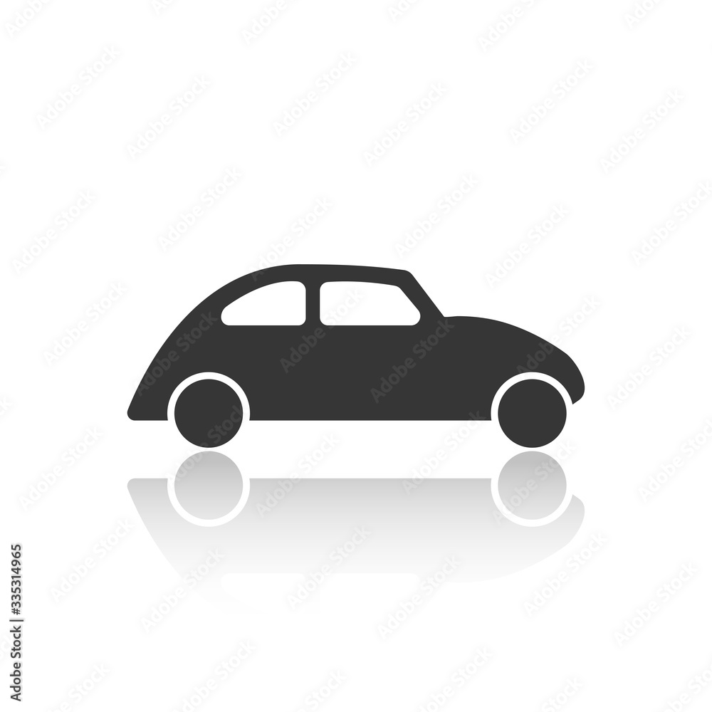 solid icon for black car side view and shadow,vector illustration