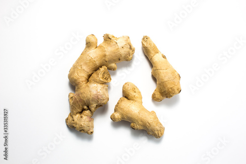 Root ginger isolated on a white studio background