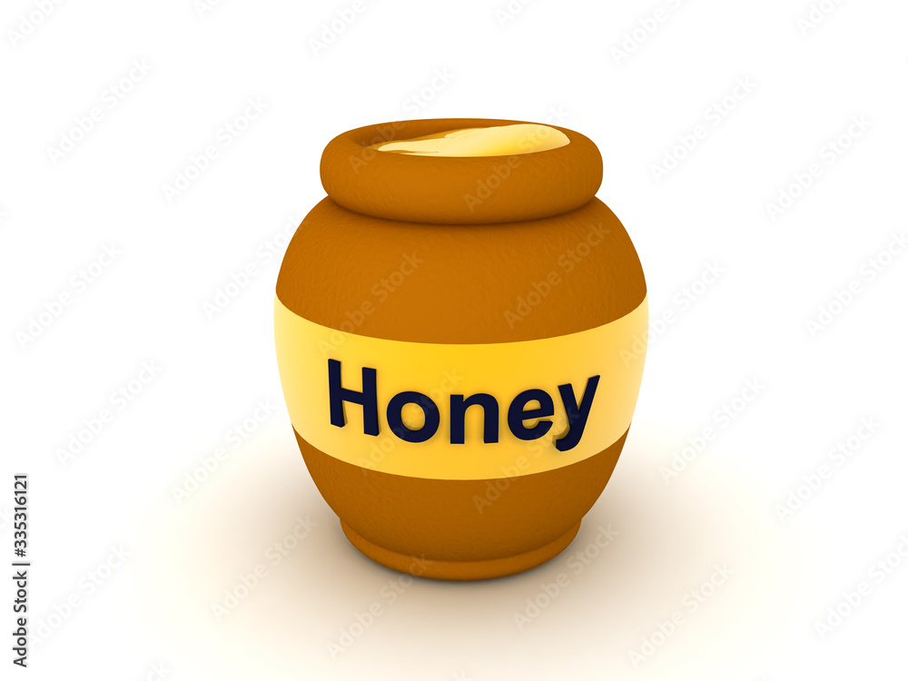 3D Rendering of jar filled with honey 3D Rendering of jar filled with honey