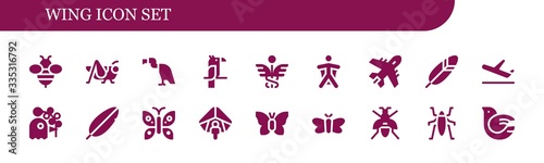 Modern Simple Set of wing Vector filled Icons