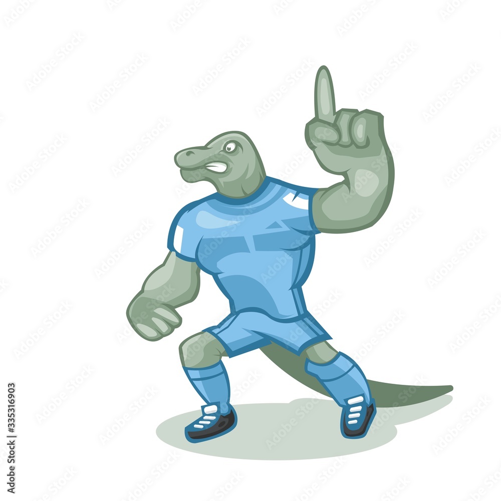 Komodo dragon cartoon mascot design with modern illustration concept style for sport team.The color can be edited according to your favorite team. Komodo dragon cartoon mascot design with modern illustration concept style for sport team.The color can be edited according to your favorite team.