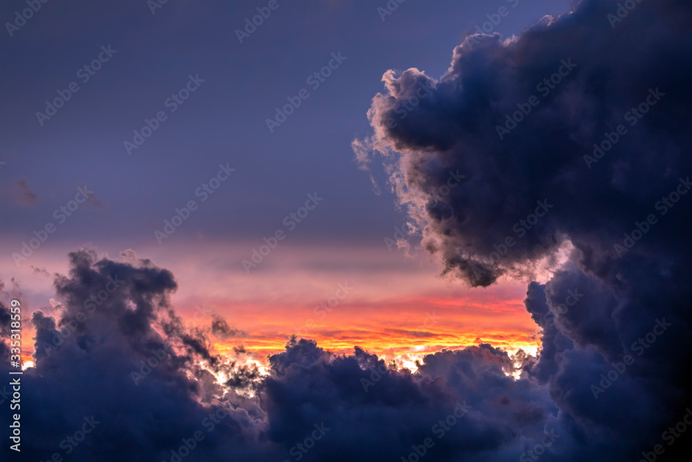 Drama at Sundown - Clouds, stormy, sunset, dramatic, sky, weather, dark, colorful, above, skyscape, landscape, nature, meteorology, forecast, storm, threatening, clearing, sundown, colors, orange, red