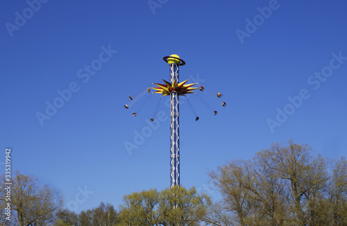 Adult carousel in an amusement park, an amusement park.