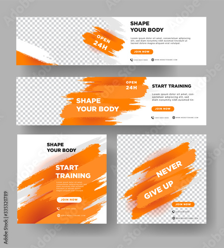 GYM / Fitness Banner template with grunge shapes. vector