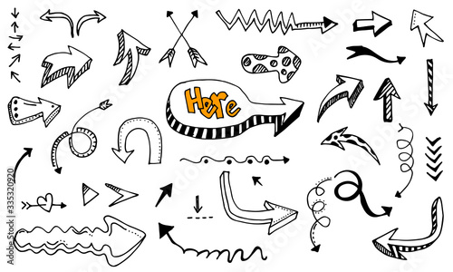 hand drawn vector arrows set on white background.vector EPS.