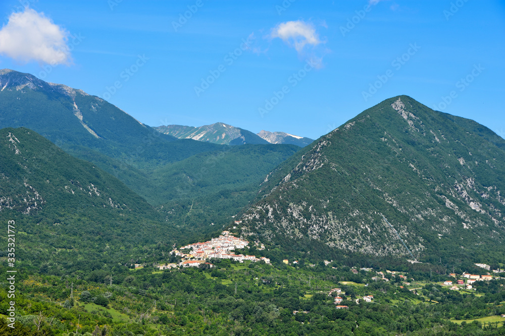 Typical landscape between the mountains of the Molise region, Italy