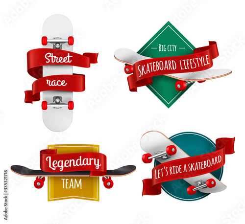 Skateboards Emblems Realistic Set