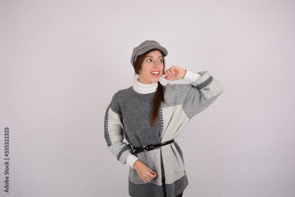 stylish woman in cap studio fashion style stylish woman in cap studio fashion style