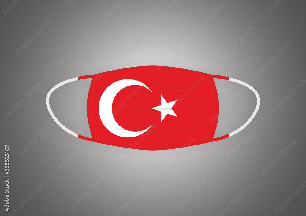 Obraz premium Mascherina chirurgica con bandiera della Turchia