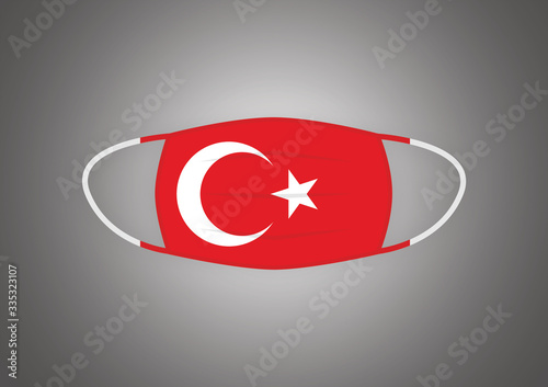 Mascherina chirurgica con bandiera della Turchia