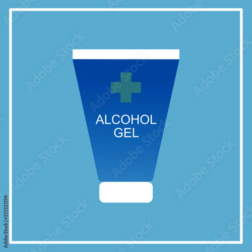 alcohol gel tube isolated on blue background