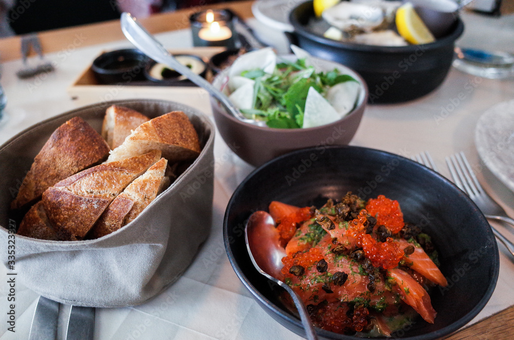 bread and red fish bread and red fish