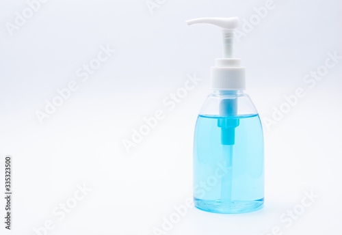 Hand sanitizer for Covid-19virus protection on a white background. Corona Virus protection concept.