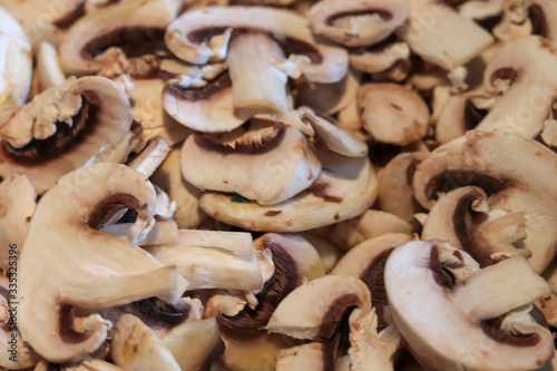 close up of sliced ​​mushrooms